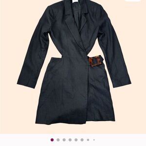 SIR the label Black Mini Dress with Brown Belt